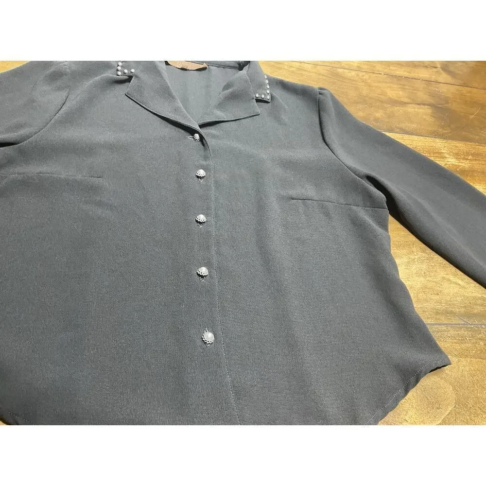 Double D Ranch Western Studded Button Up Black Size large - Picture 4 of 11